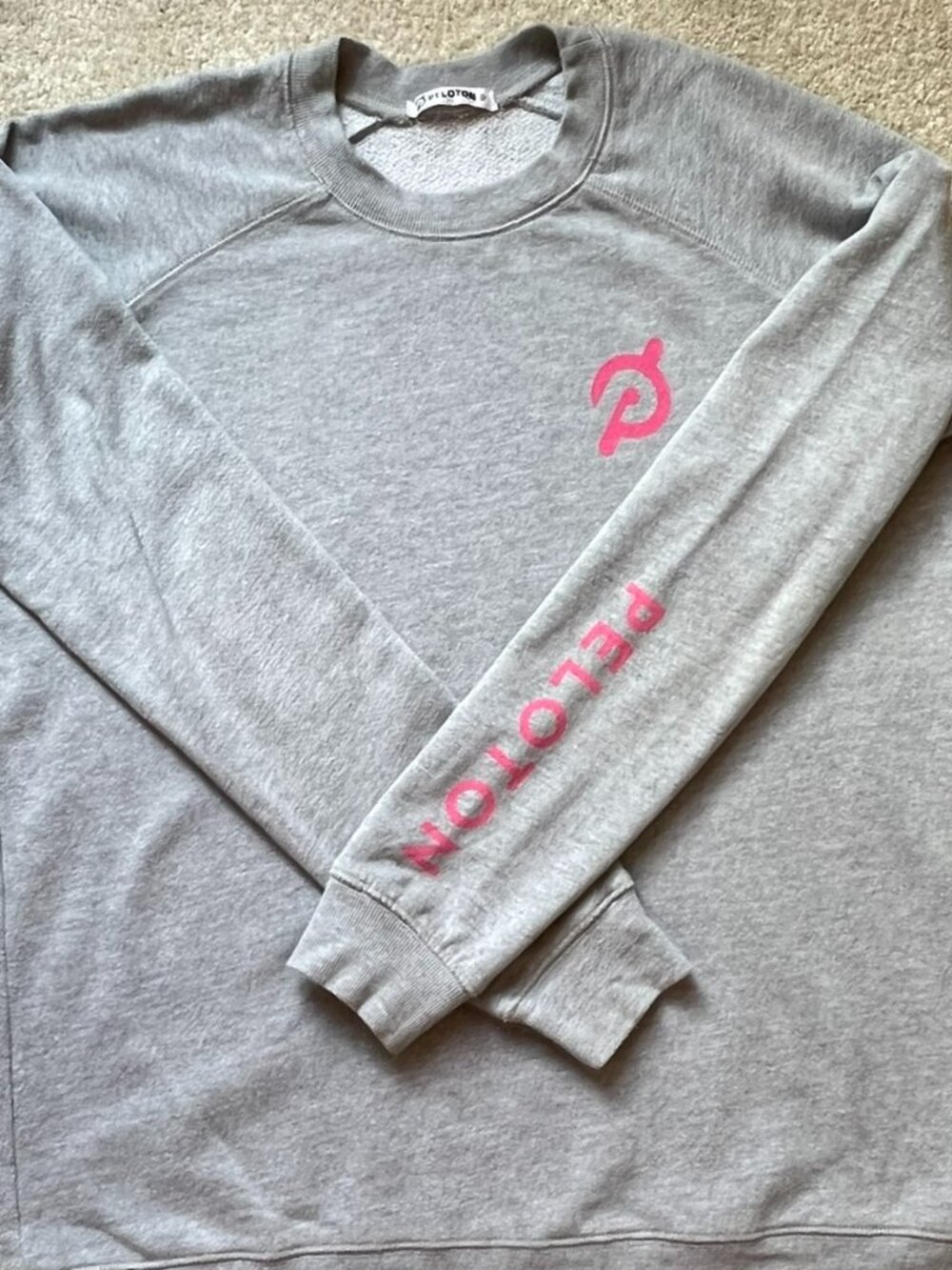 Peloton Gray Sweatshirt with Pink Peloton Logo - Small - Picture 2 of 16